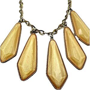 Gold Shimmer Bead Bib Necklace Gold Tone Vintage Charm Dramatic Glam Maximalist